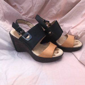 Jambu Gem size 7.5 Wedge Sandals Black & Tan